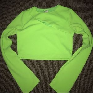 Green Long Sleeve Crop Top